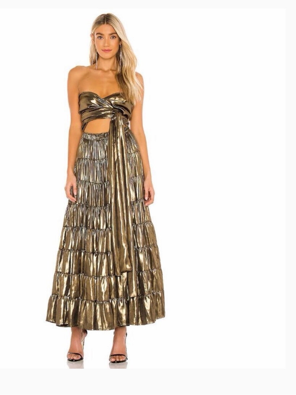 Free People x REVOLVE Something Magical Metallic Maxi Dress Bronze NWT M
